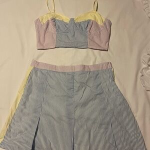 Striped Two-Piece Set with Yellow Accents